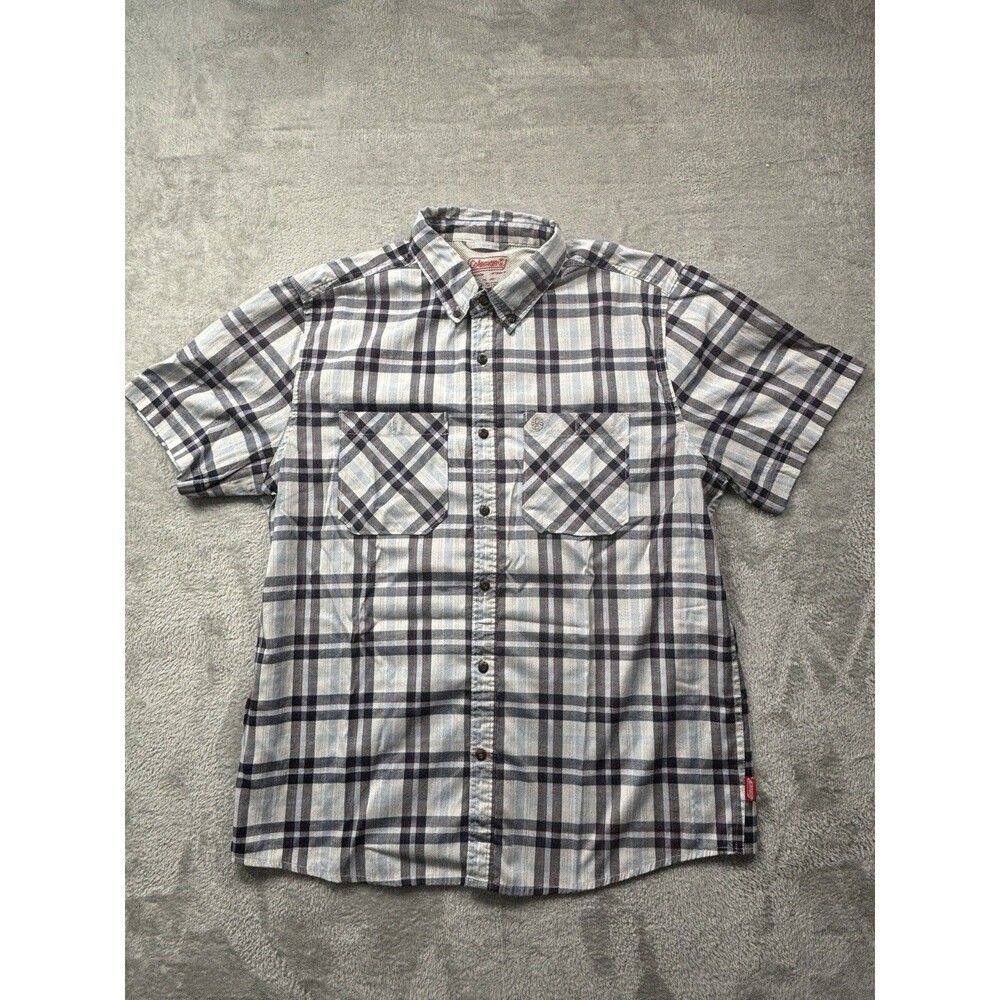 Coleman’s Plaid Short Sleeve Button Shirt Men’s L Outdoor Camping Fishing